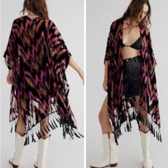 Pink and Black Fringe Sweater - Picture 1 of 10